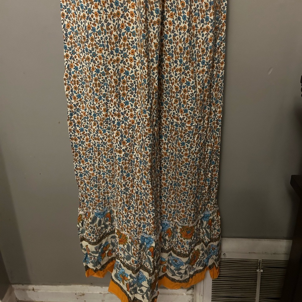 Floral print sleeveless maxi dress - beige/orange/blue 100% cotton - Picture 6 of 13